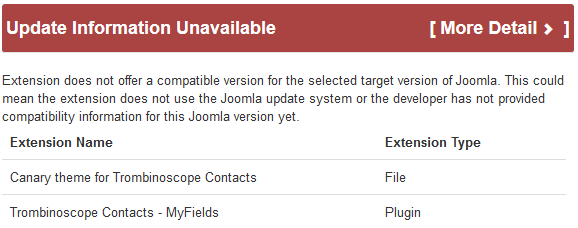 Update information unavailable