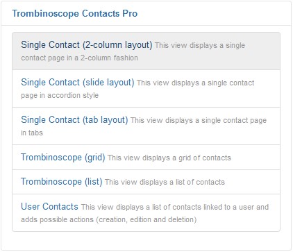 Contact view (columns)