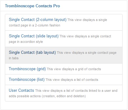 Contact view (tabs)