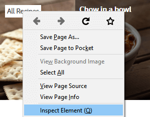 Inspect element menu item