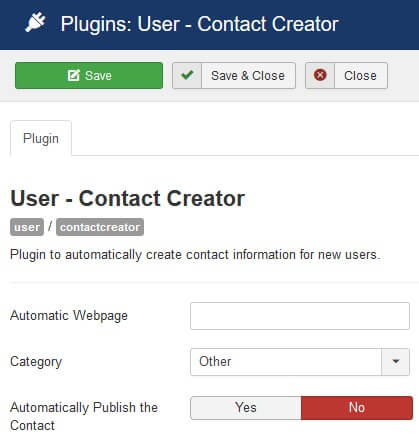 The contact creator plugin