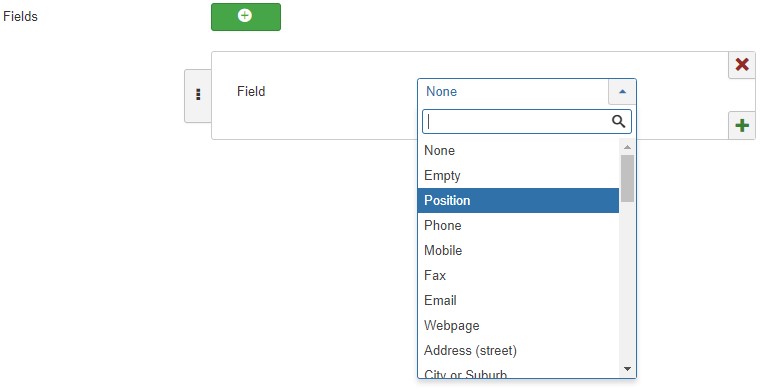 The contact information fields