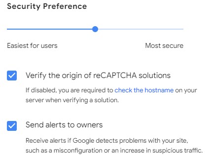 The security preferences